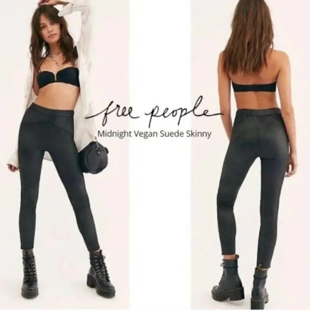 Free People Midnight Vegan Suede Black Leggings - Picture 2 of 11